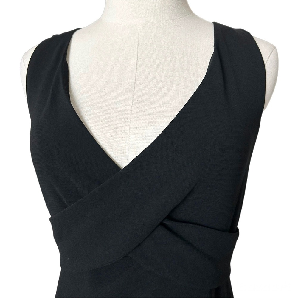 MaxMara Black Surplice V-Neck Crossover Midi Dress Italy Size 6 US - Picture 3 of 6